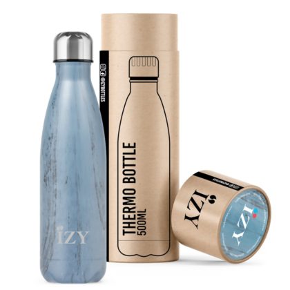 IZY Bottles Thermos-Trinkflasche, Blau gemustert, 500ml